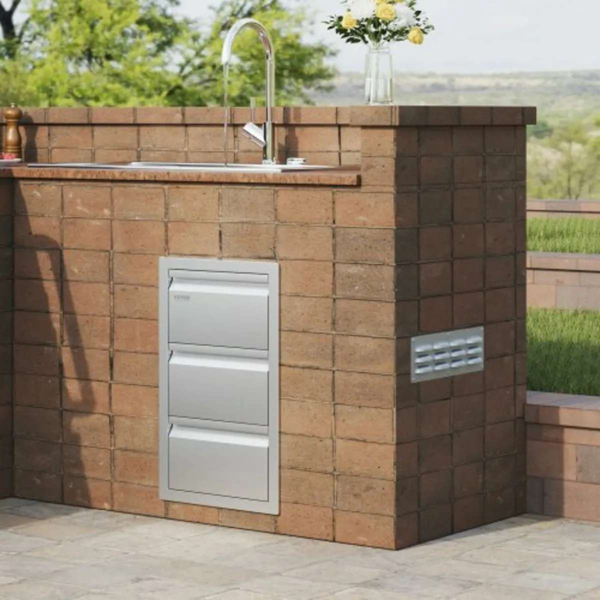 201 Stainless Steel Triple Access Drawer Outdoor K - Image 4