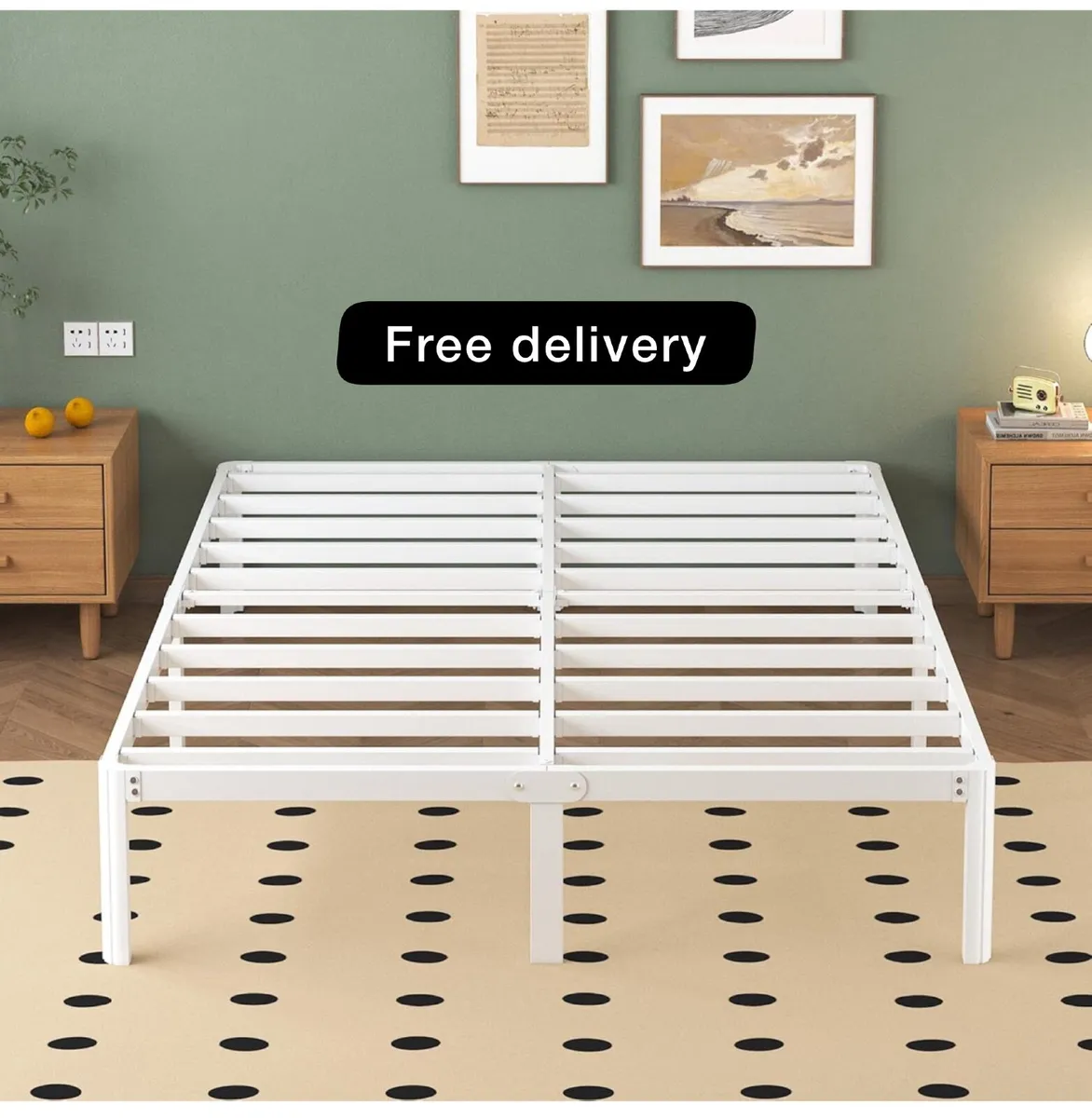King Size Bed Frame 30.5 cm High with Rounded Corn - Image 1