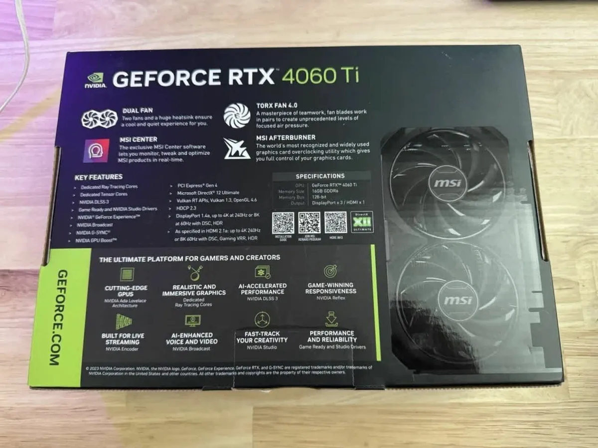 MSI Ventus Black 2X Nvidia Geforce RTX 4060 TI 16G - Image 4
