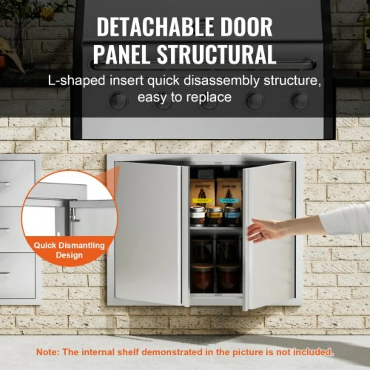 787x609 mm Double Outdoor Kitchen Door, Stainless - Image 3