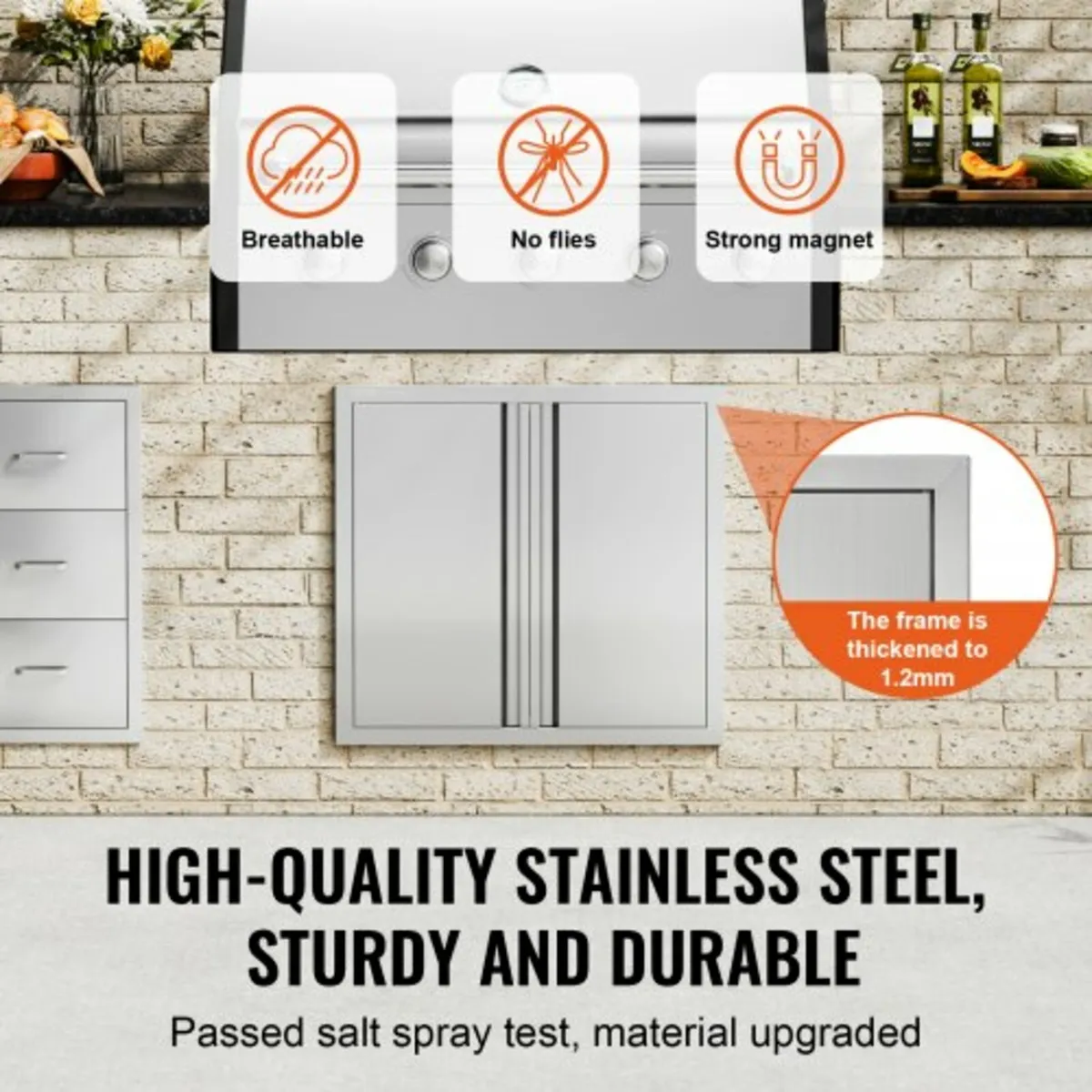 660x610 mm Double Outdoor Kitchen Door, Stainless - Image 2