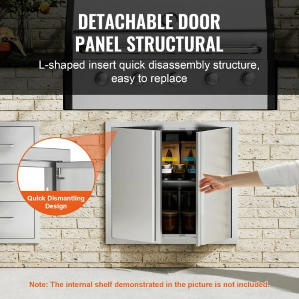 660x610 mm Double Outdoor Kitchen Door, Stainless - Image 3