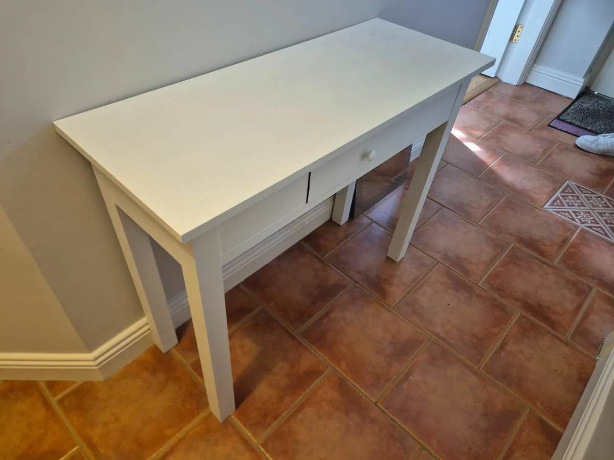 White Table with Drawer - Image 3