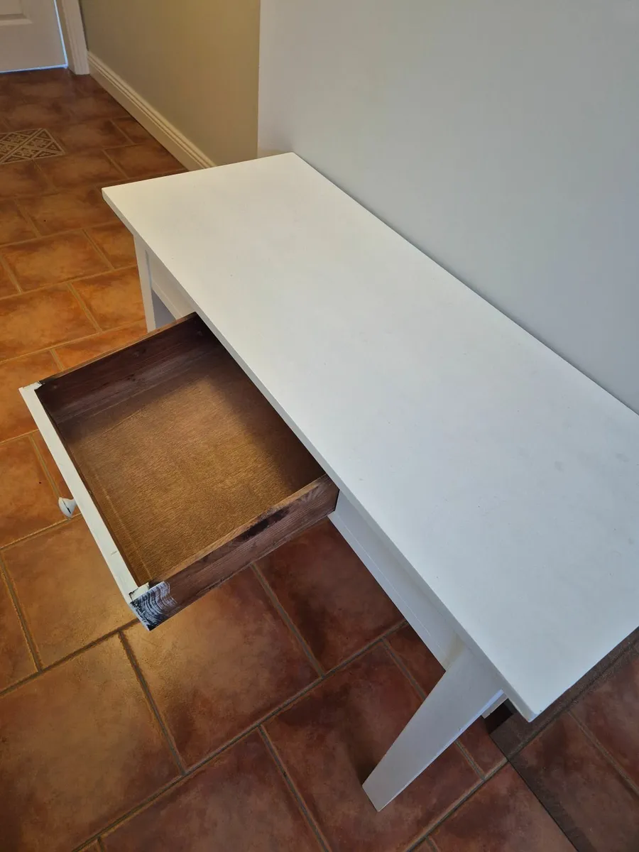 White Table with Drawer - Image 4
