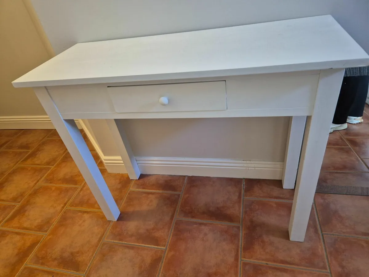White Table with Drawer - Image 1