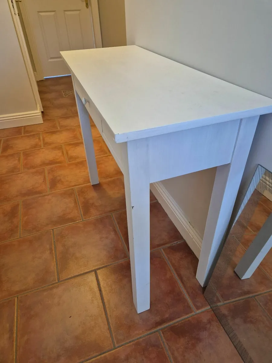 White Table with Drawer - Image 2