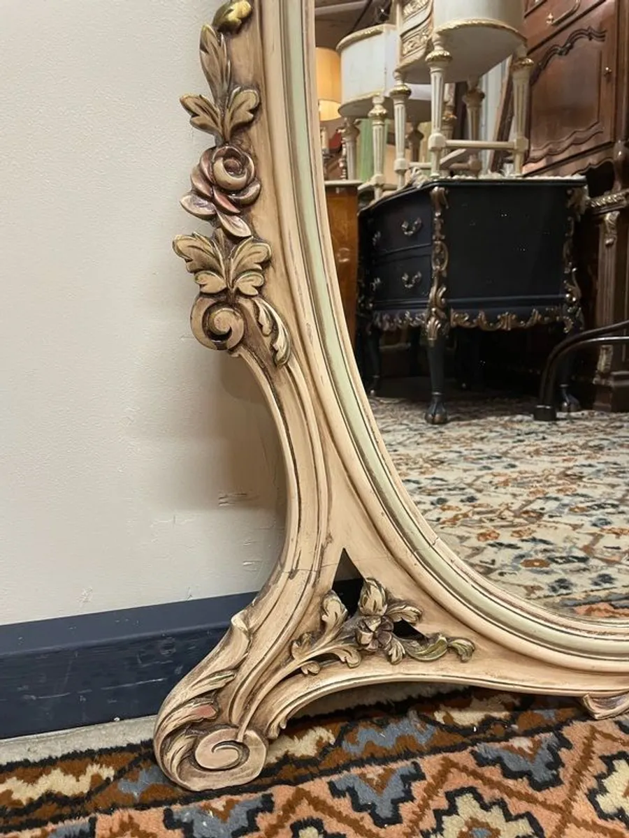 Ornate Oval Parcel Gilt & Painted Mirror - Image 2