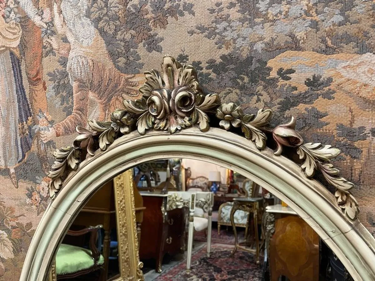Ornate Oval Parcel Gilt & Painted Mirror - Image 3
