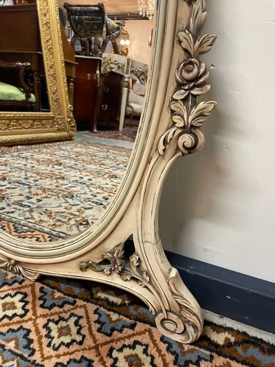 Ornate Oval Parcel Gilt & Painted Mirror - Image 4