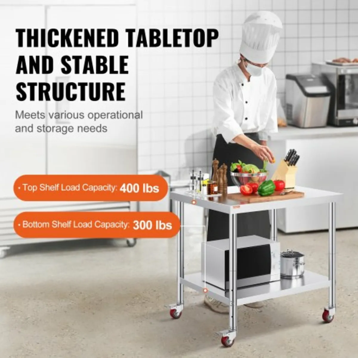 Stainless Steel Catering Work Table 30x36 Inch Com - Image 3