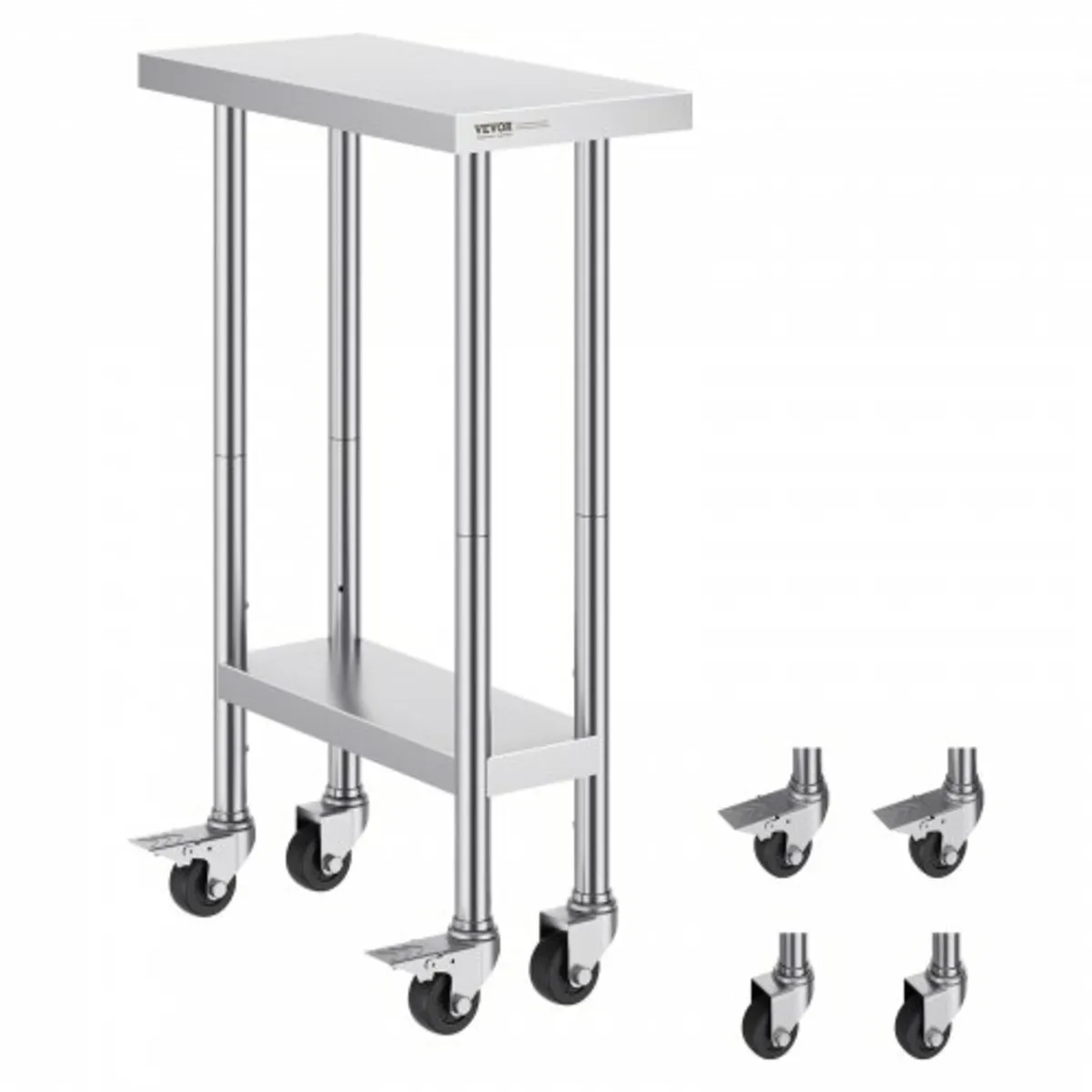 Commercial Prep Table 24x12 Inch With 4 Casters - Image 1