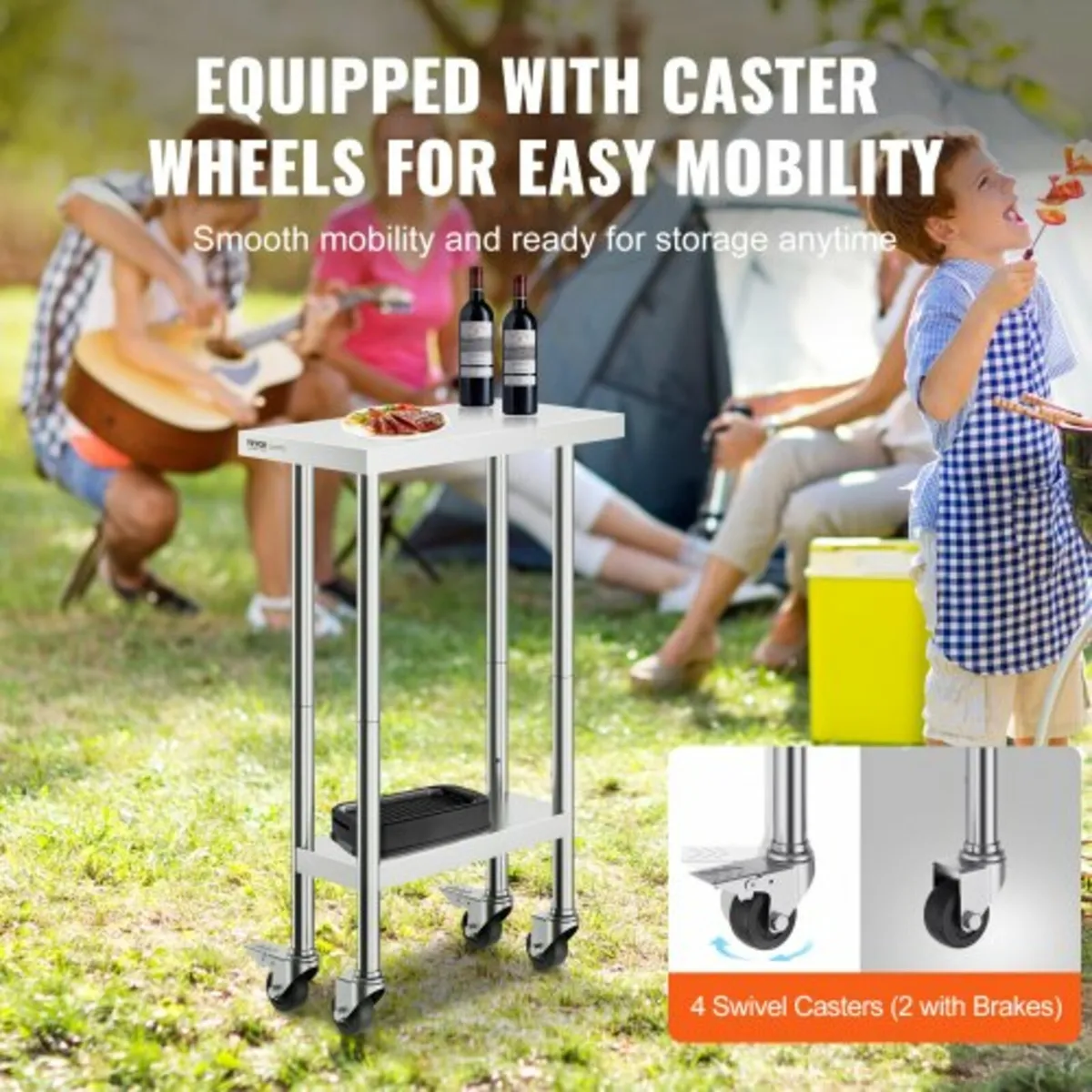Commercial Prep Table 24x12 Inch With 4 Casters - Image 2