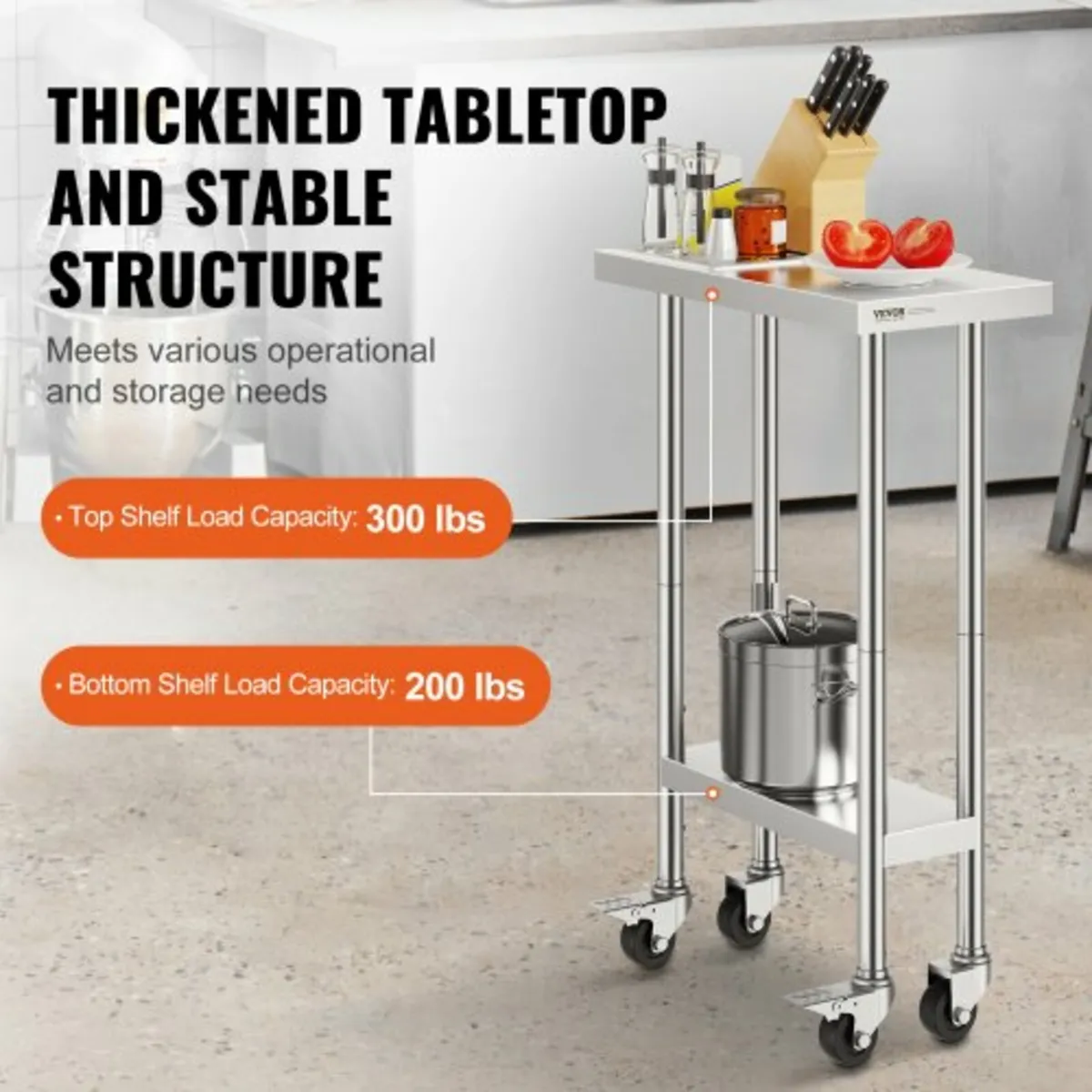 Commercial Prep Table 24x12 Inch With 4 Casters - Image 3