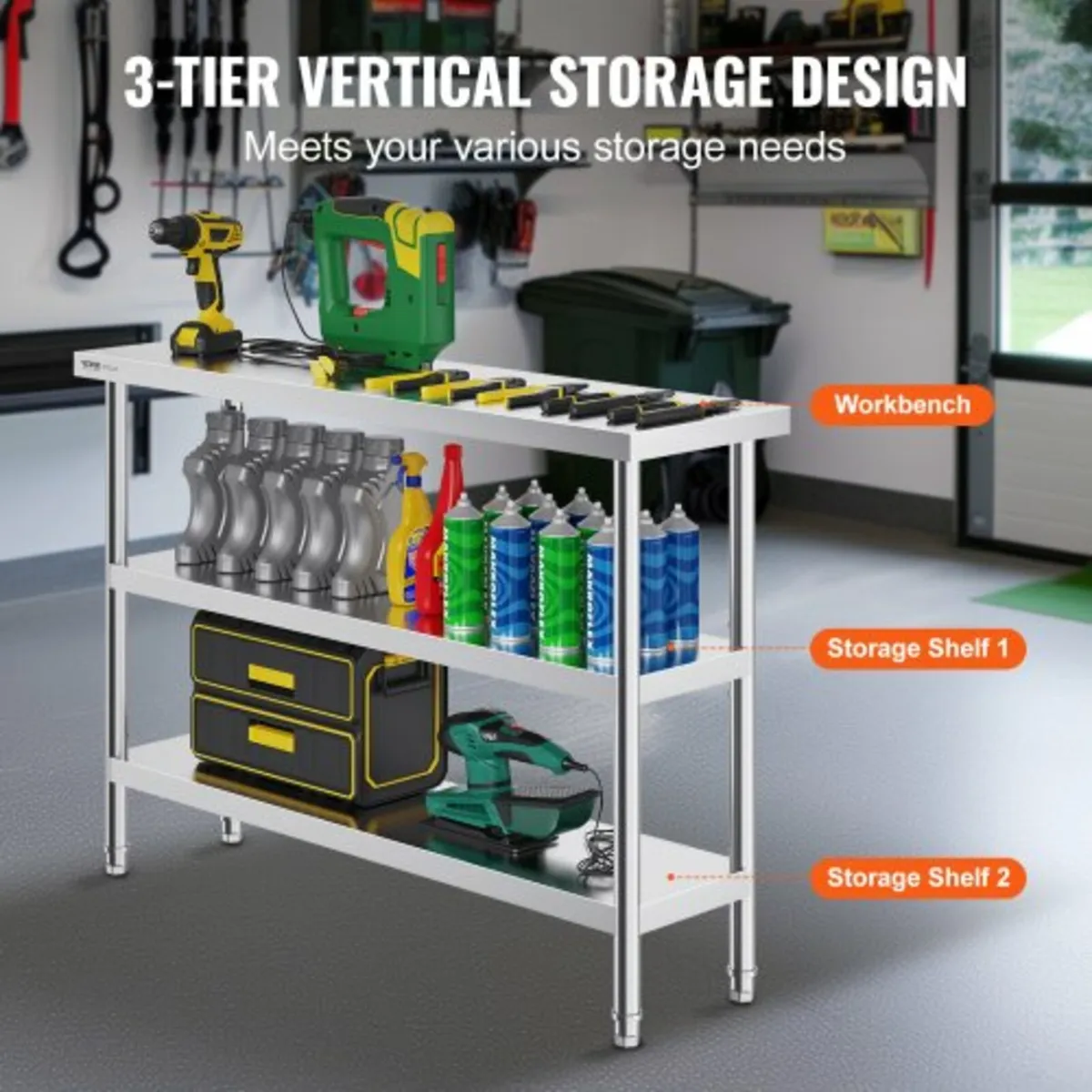 Prep Table Commercial Kitchen Work Table 14"x48" - Image 2