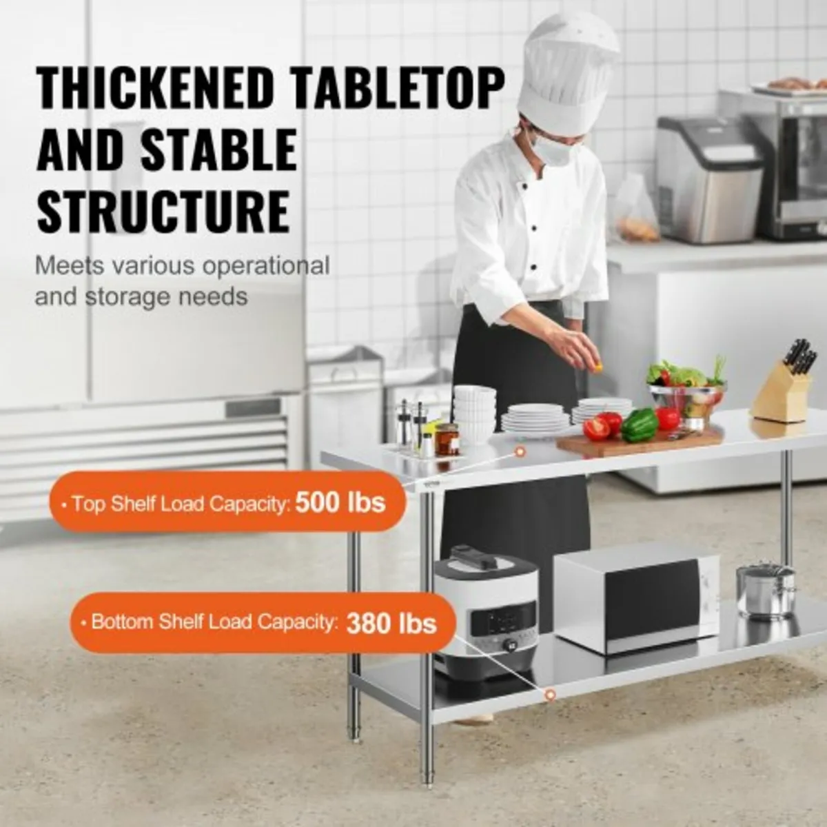 Prep Table Commercial Worktable Food Prep 24x72x34 - Image 2