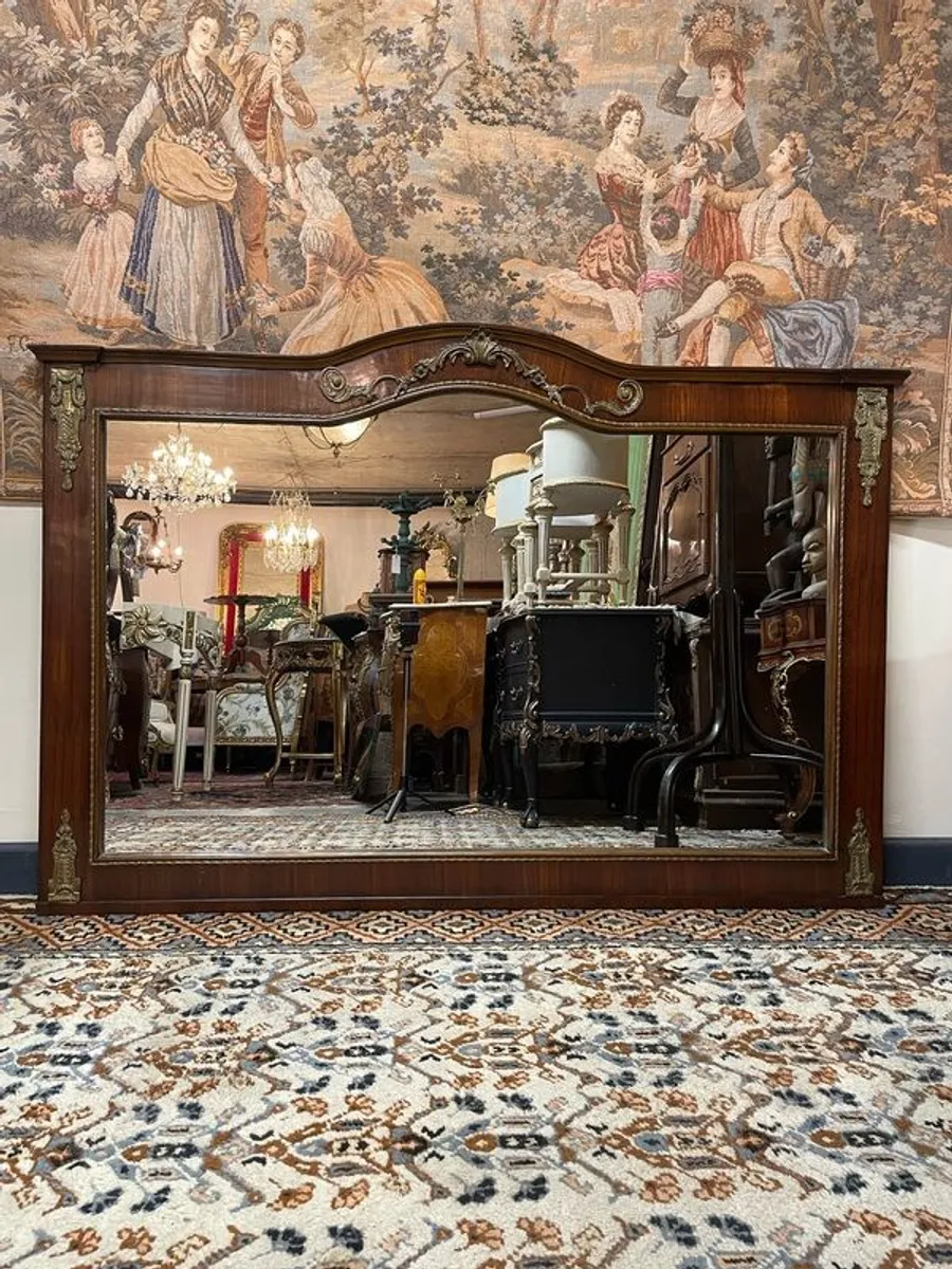 A Very Nice Mahogany and Brass Large Overmantle Mirror - Image 1