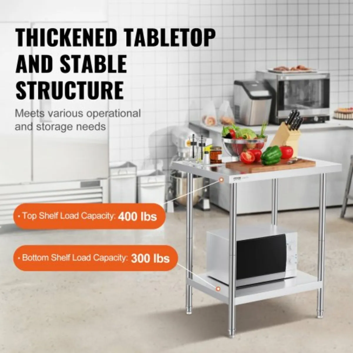 Prep Table Commercial Worktable Food Prep 24x30x34 - Image 3