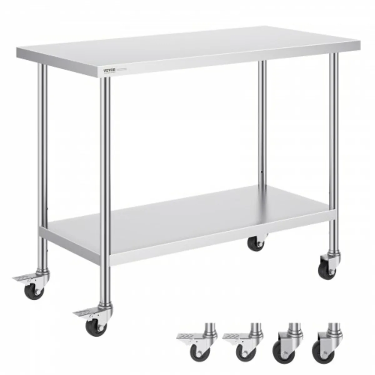 Table Commercial Prep Table 24x48 Inch With 4 Cast - Image 1