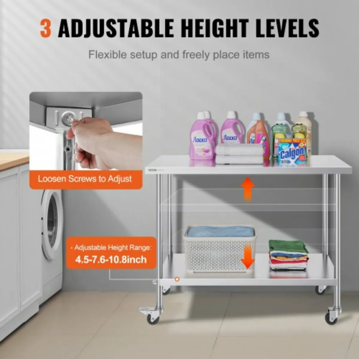 Table Commercial Prep Table 24x48 Inch With 4 Cast - Image 3