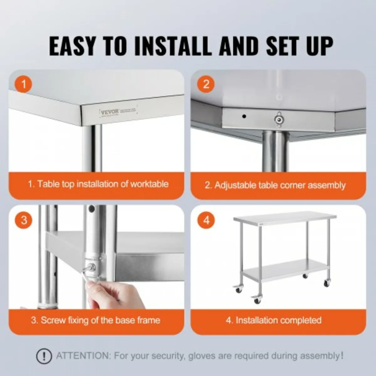 Table Commercial Prep Table 24x48 Inch With 4 Cast - Image 4