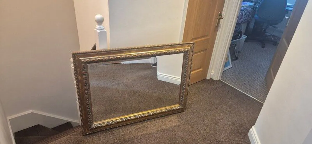 Bevelled Gold Rectangular Mirror