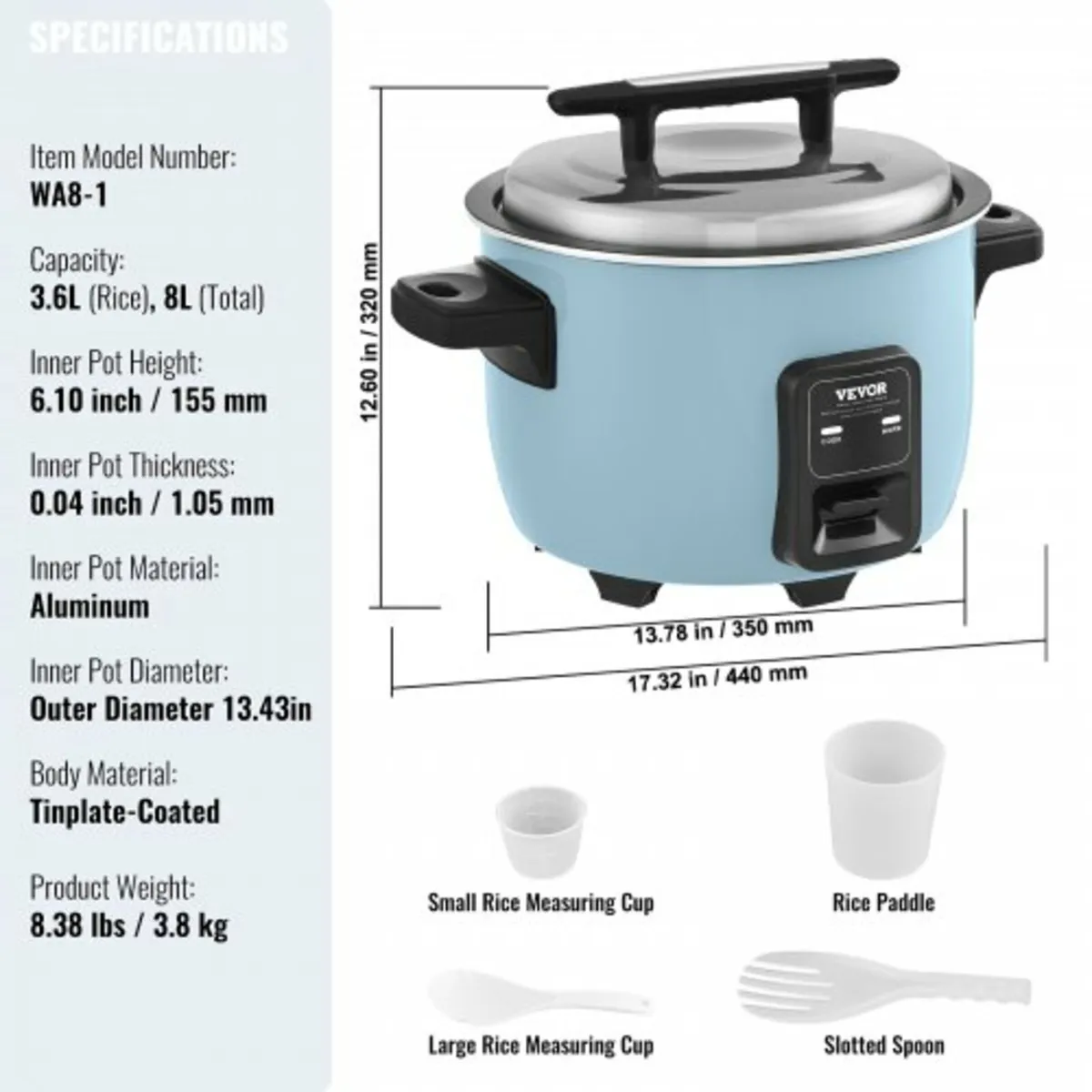Rice Cooker 40-Cup Non-Stick Pot 8L 24H Keep Warm - Image 2