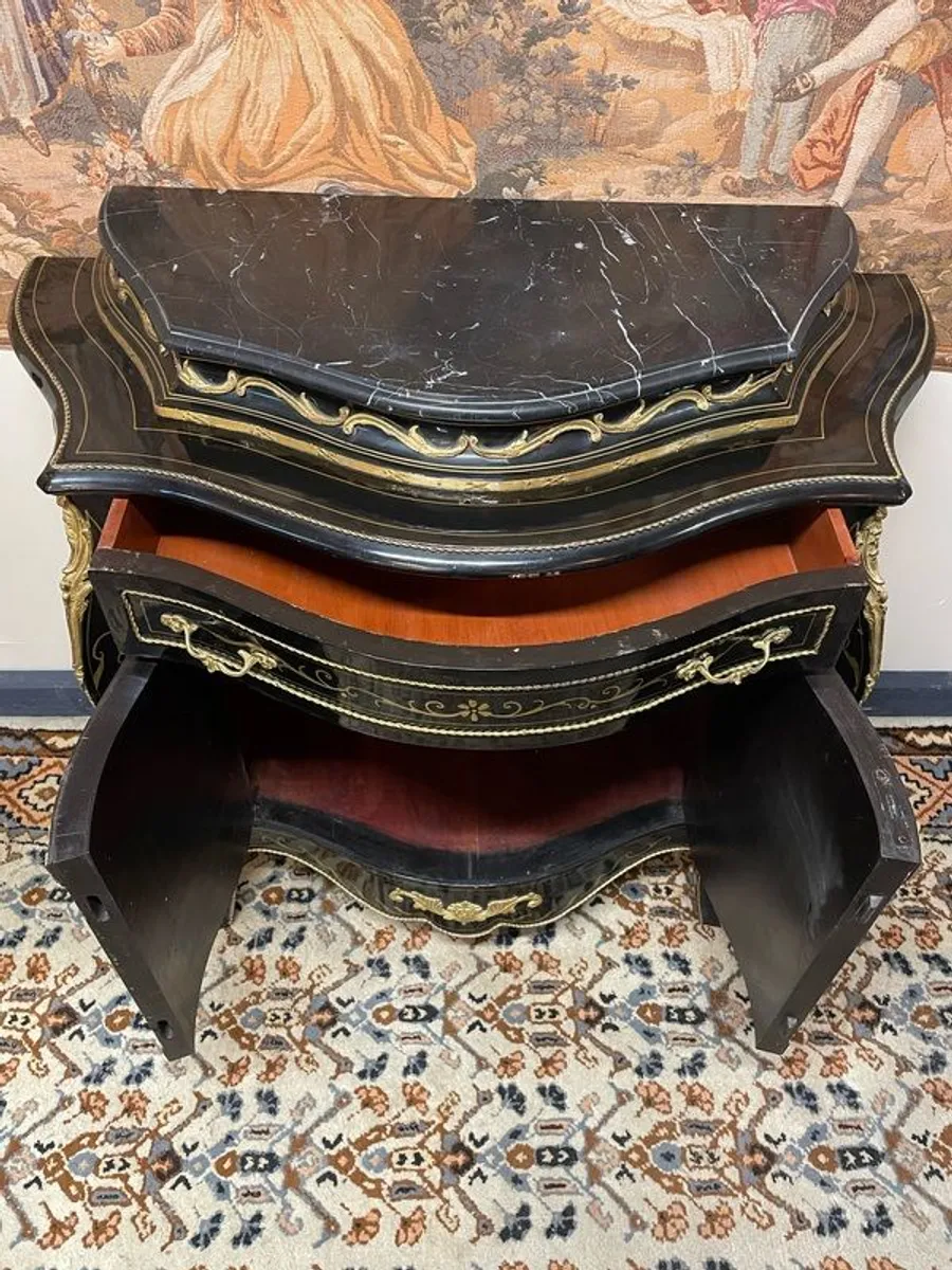 Napoleon III Style Ebonised Side Cabinet with Black Marble Top - Image 3