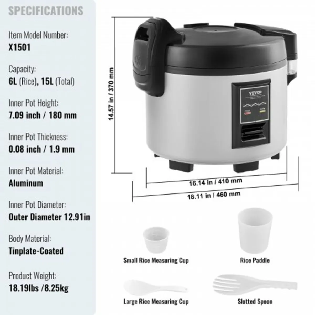 Commercial Rice Cooker 70-Cup Non-Stick Pot 15L 12 - Image 4
