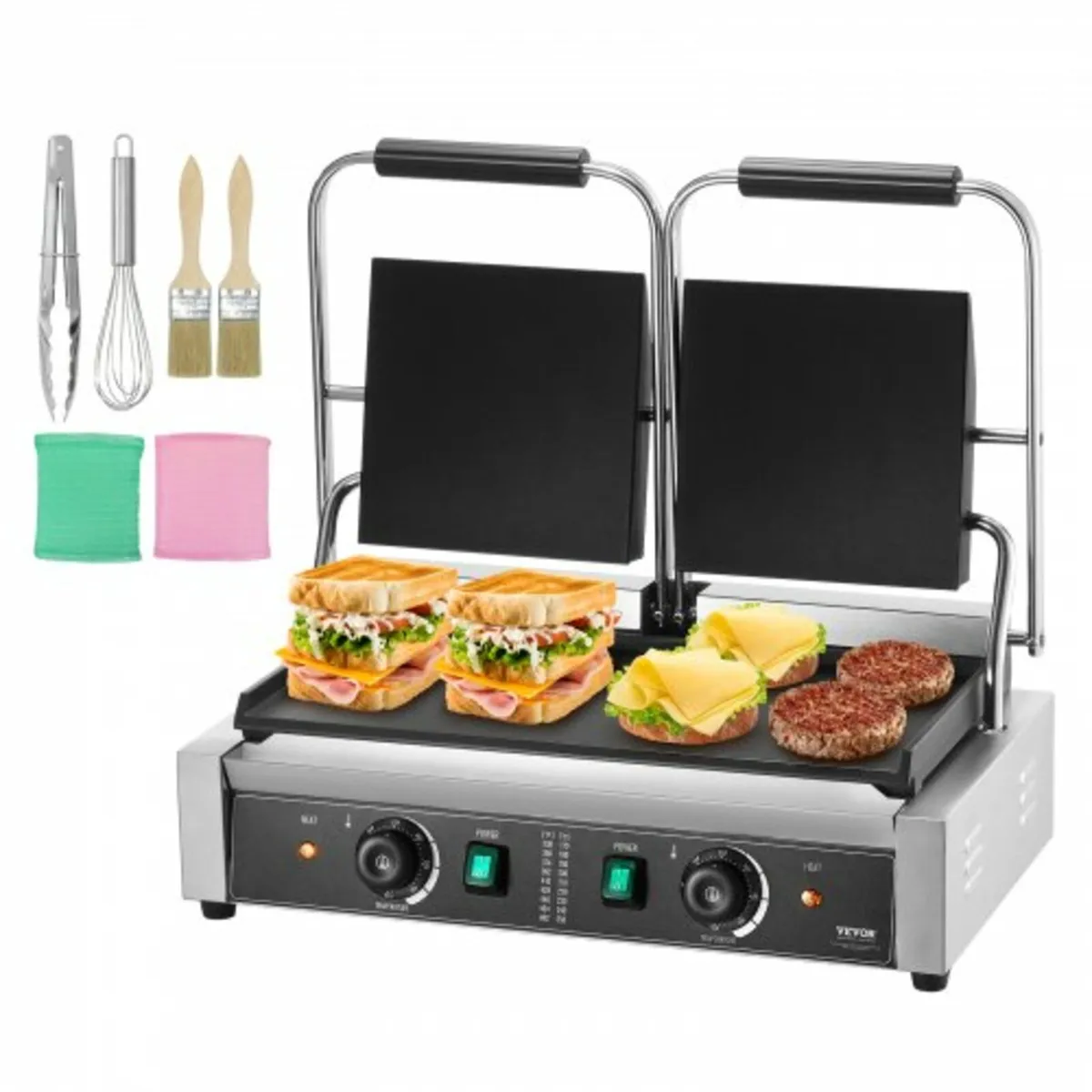 Commercial Panini Press Grill Electric Sandwich Ma - Image 1