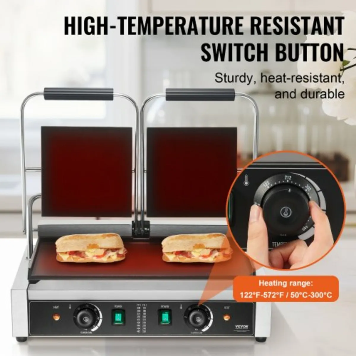 Commercial Panini Press Grill Electric Sandwich Ma - Image 4