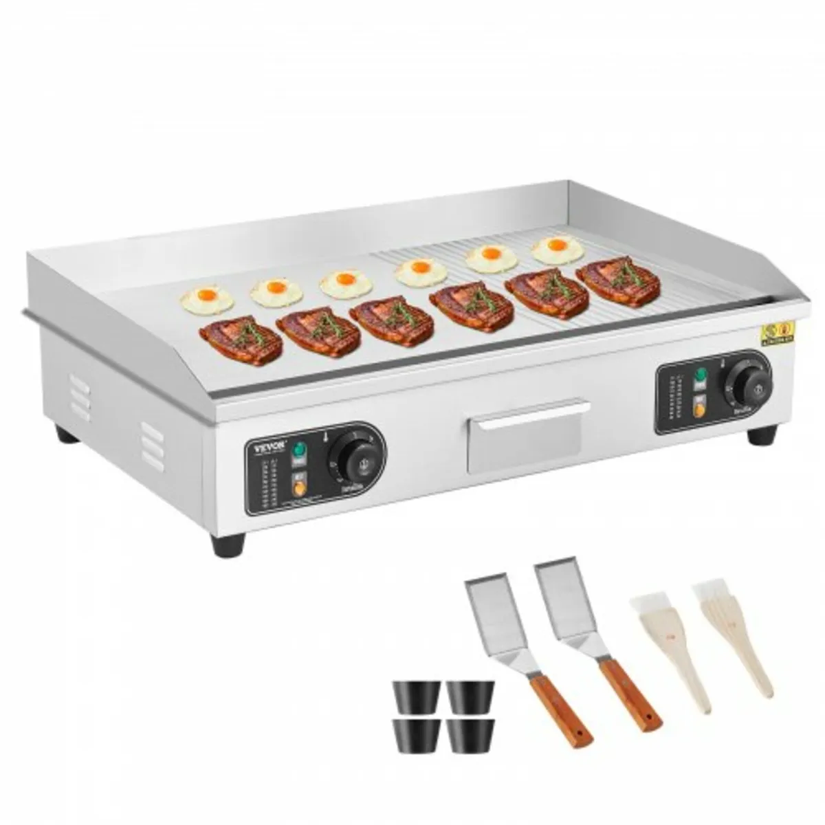 Electric Griddle 4400W Countertop Half-Flat Top Gr - Image 1
