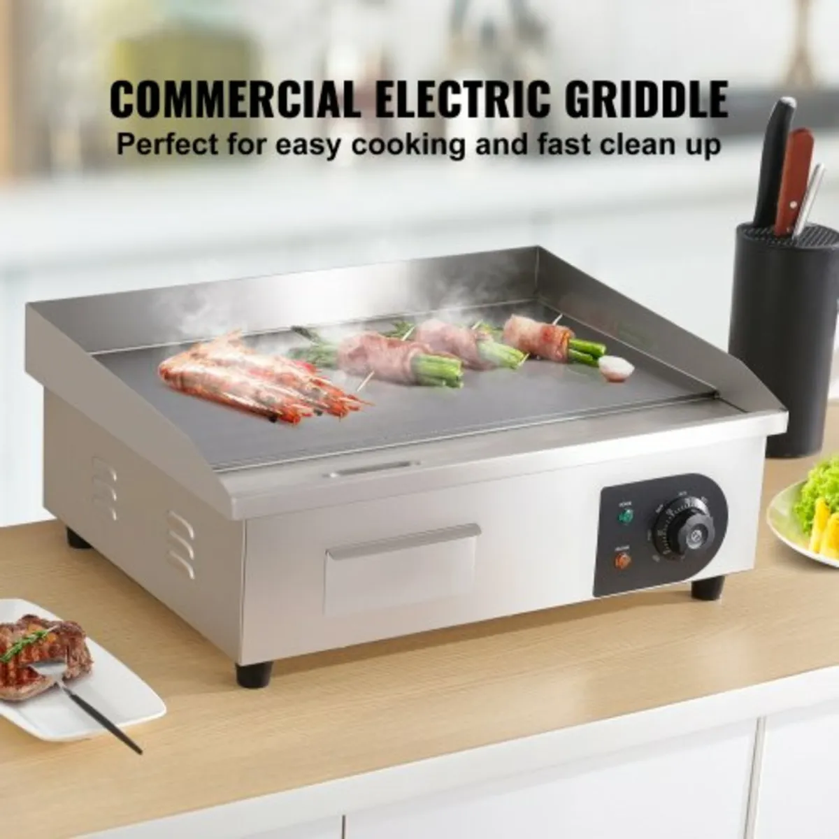 3000W 21" Commercial Electric Countertop Griddle F - Image 3