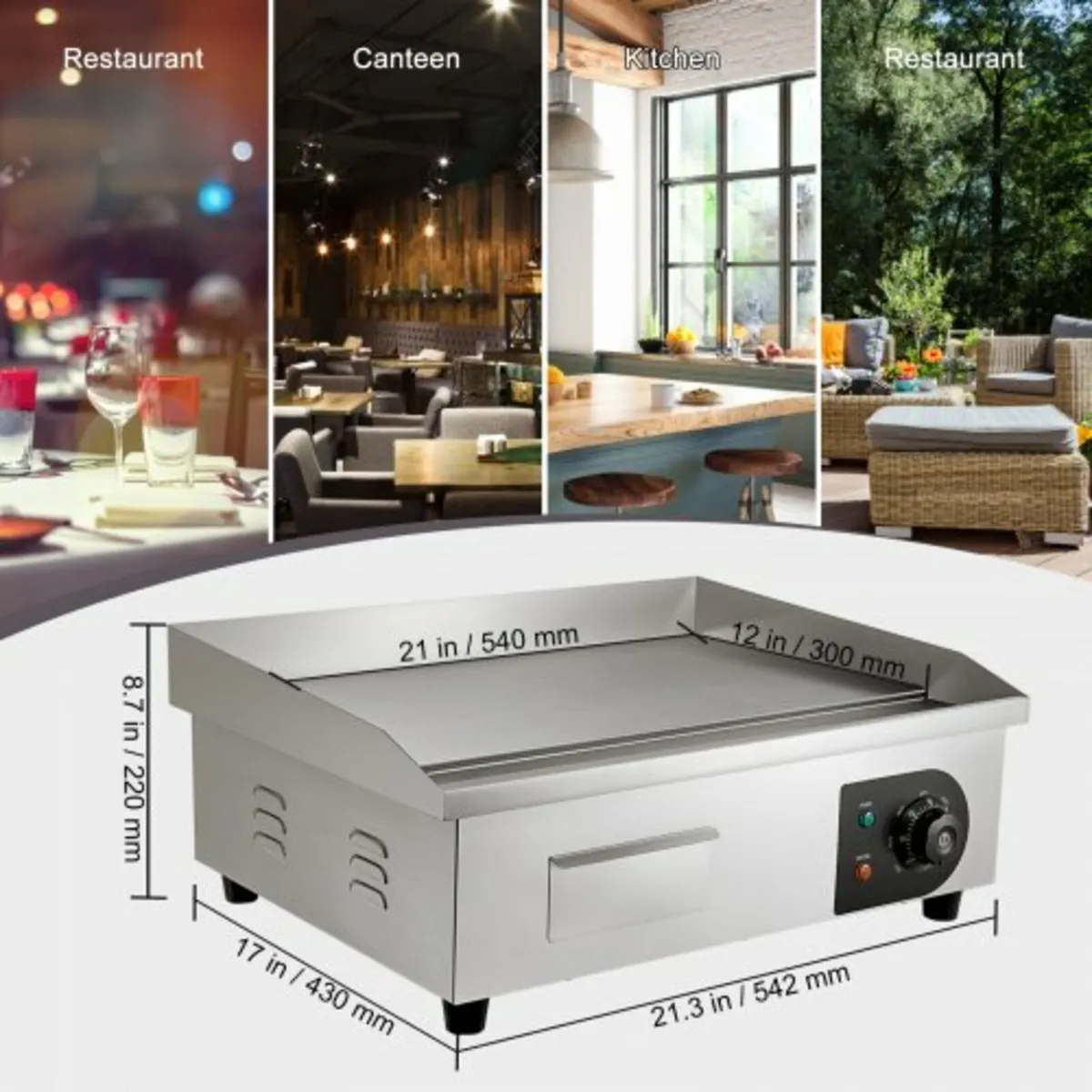 3000W 21" Commercial Electric Countertop Griddle F - Image 4