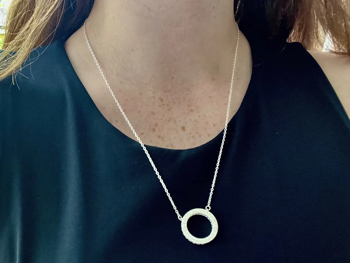 New Circle Pendant Necklace with Micro Zircons - Image 1