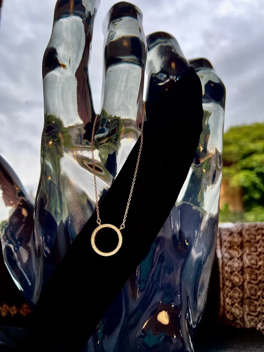 New Circle Pendant Necklace with Micro Zircons - Image 3