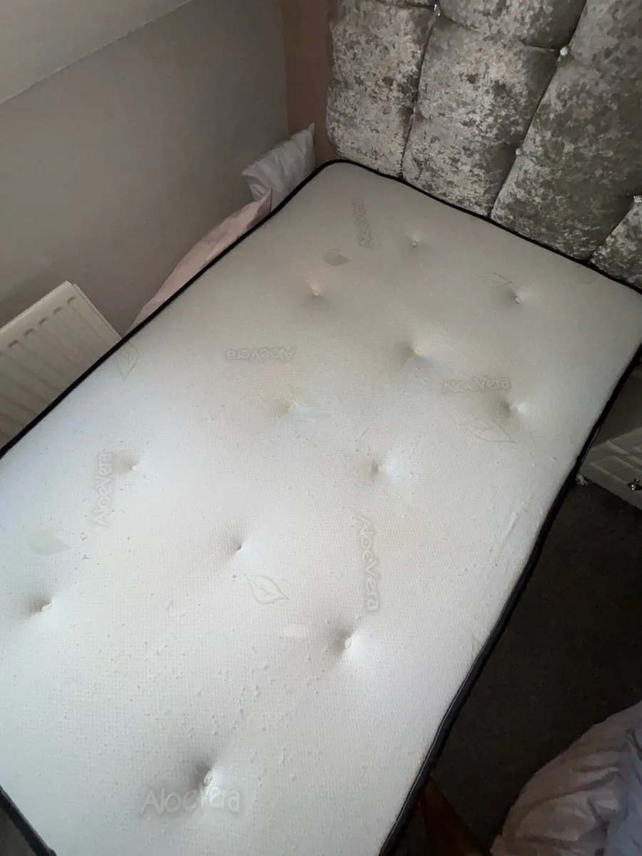 Small double Divan crushed velvet bed and mattress - Image 3