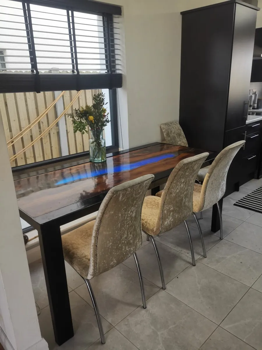 Custom made yew table with lighting. - Image 1