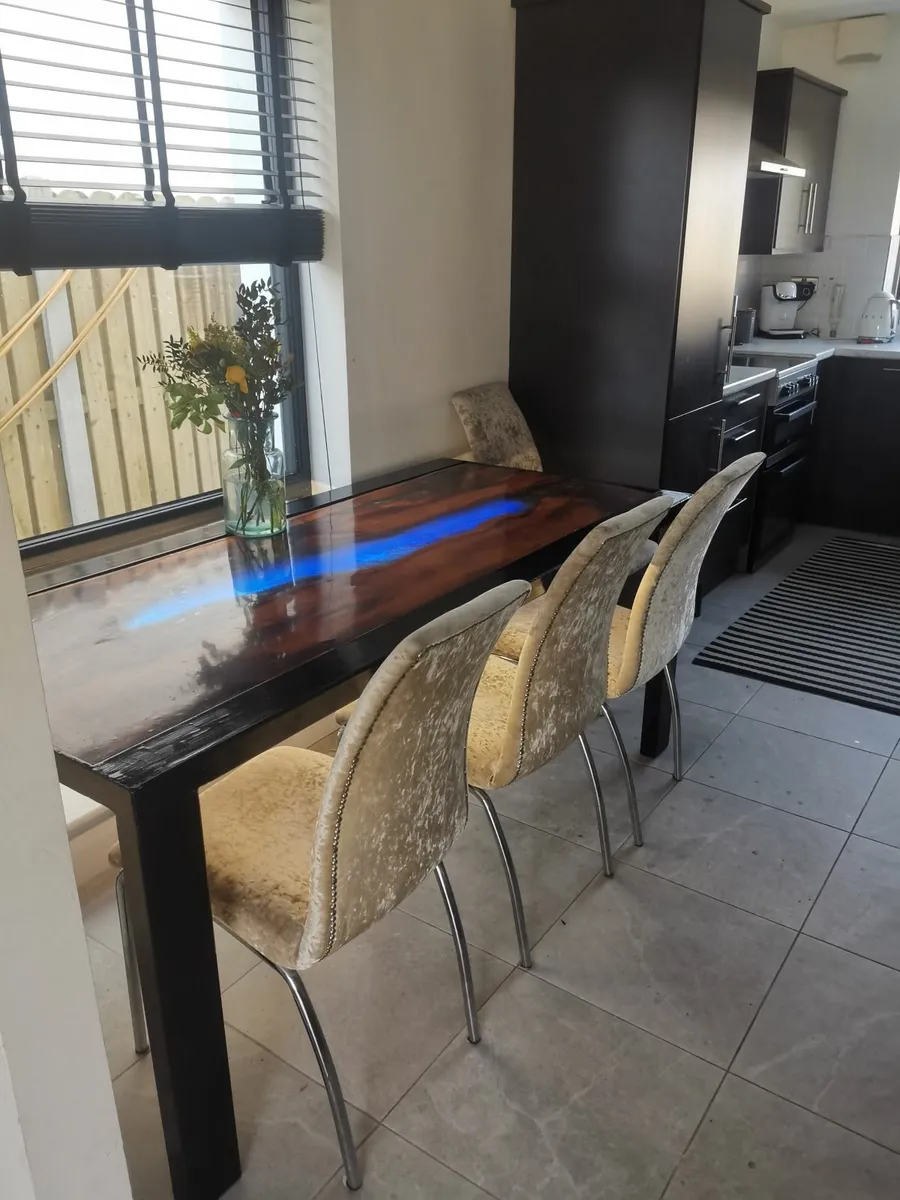 Custom made yew table with lighting. - Image 4