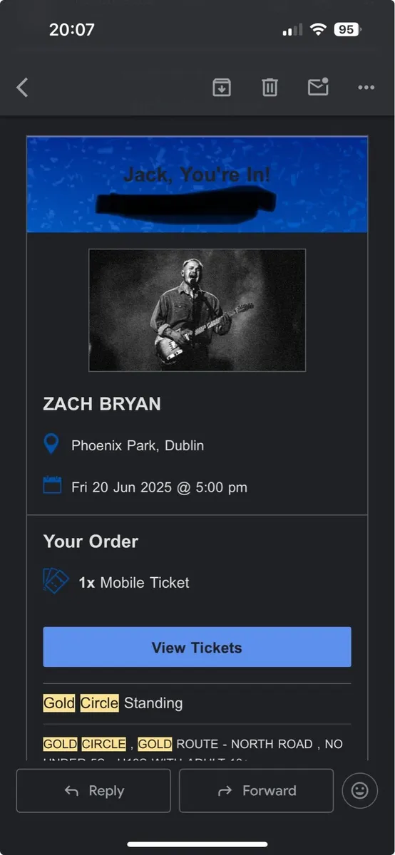 Zach Bryan Friday 20th Golden circle