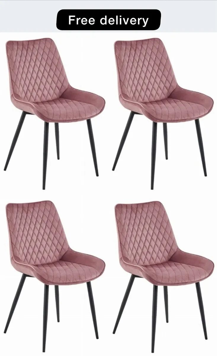 CHAIR FOR DINING ROOM velvet dark pink legs black - Image 1