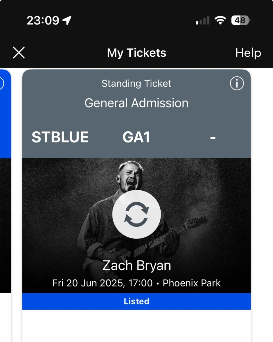 Zach Bryan ticket June 20th Phoenix park Dublin