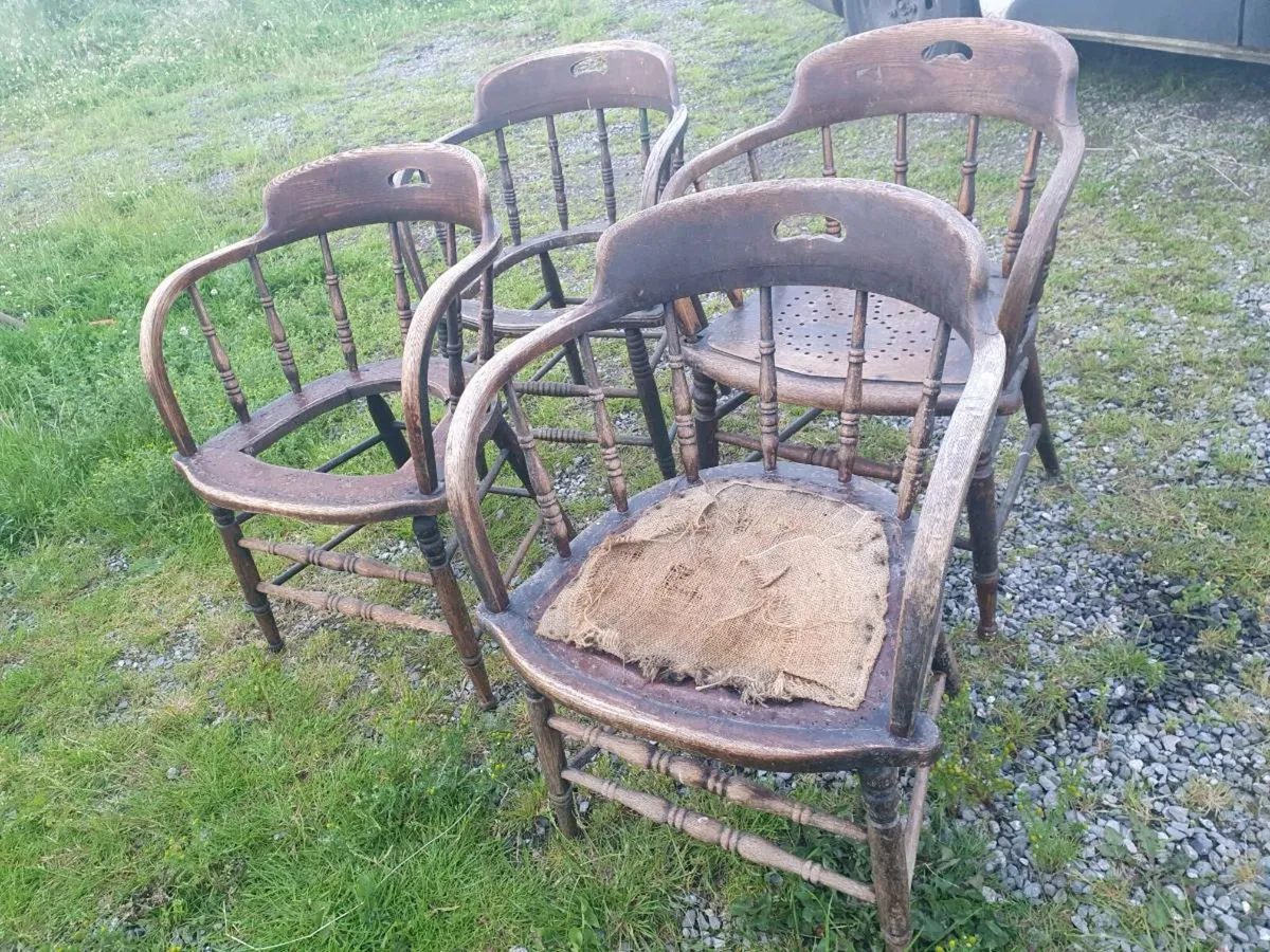 Antique oak bentwood armchairs 1920s x4 - Image 1