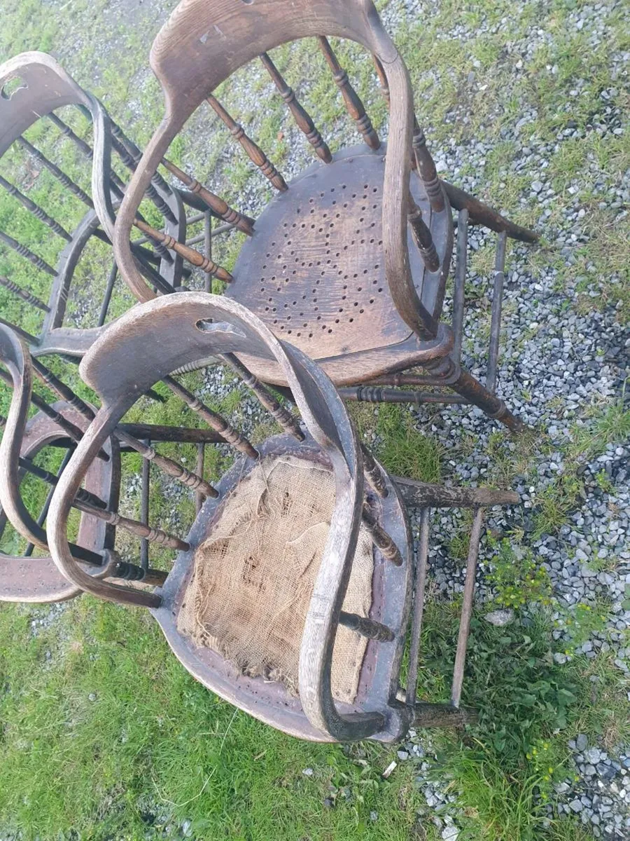 Antique oak bentwood armchairs 1920s x4 - Image 2