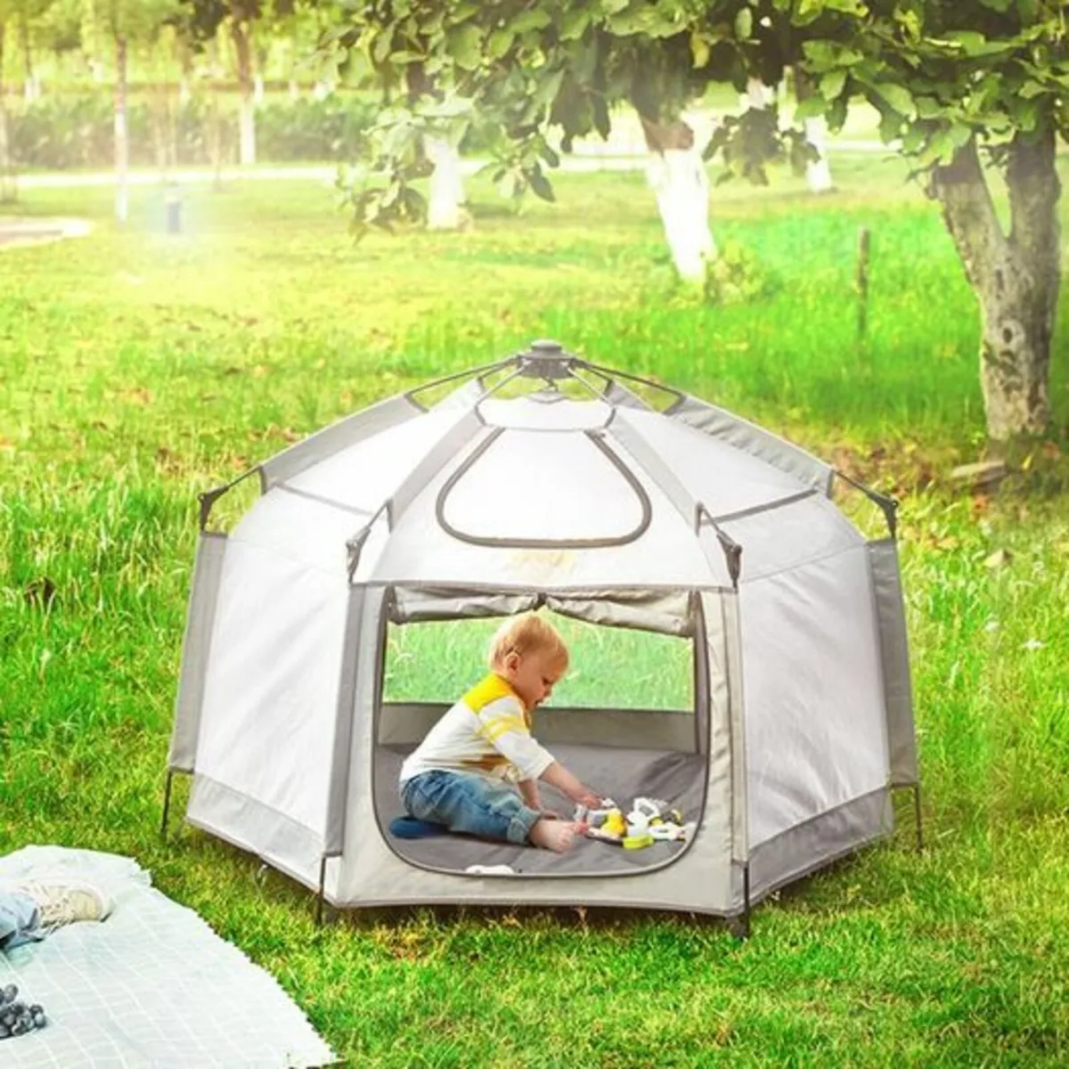 Baby Playpen with Canopy,Indoor/Outdoor Portable P - Image 2