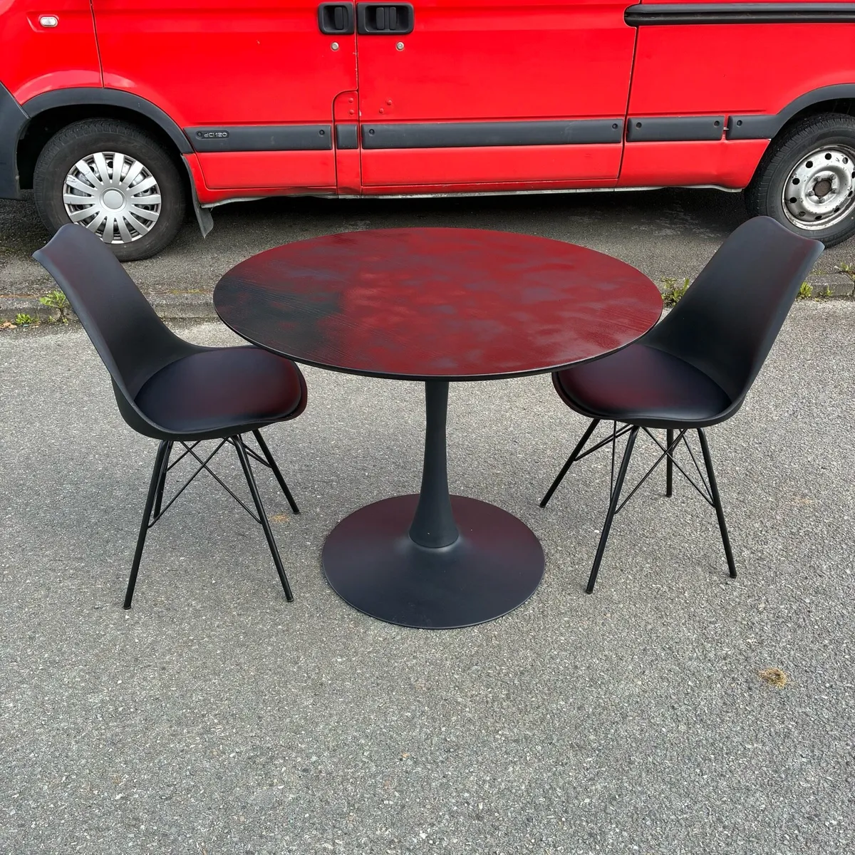 Black Round Table & 2 Chairs only - Image 1