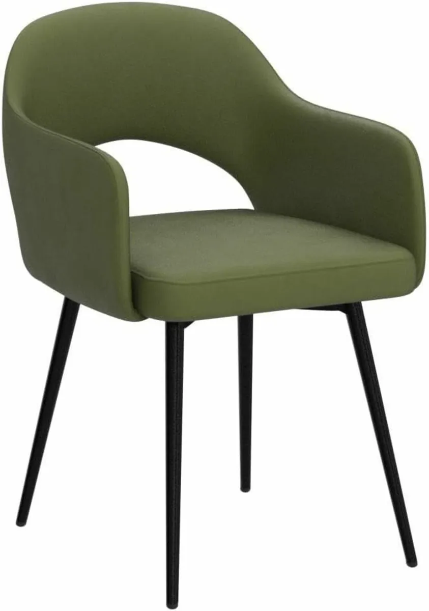 Set of 2 Dining Chairs Velvet or PU Leather - Image 2