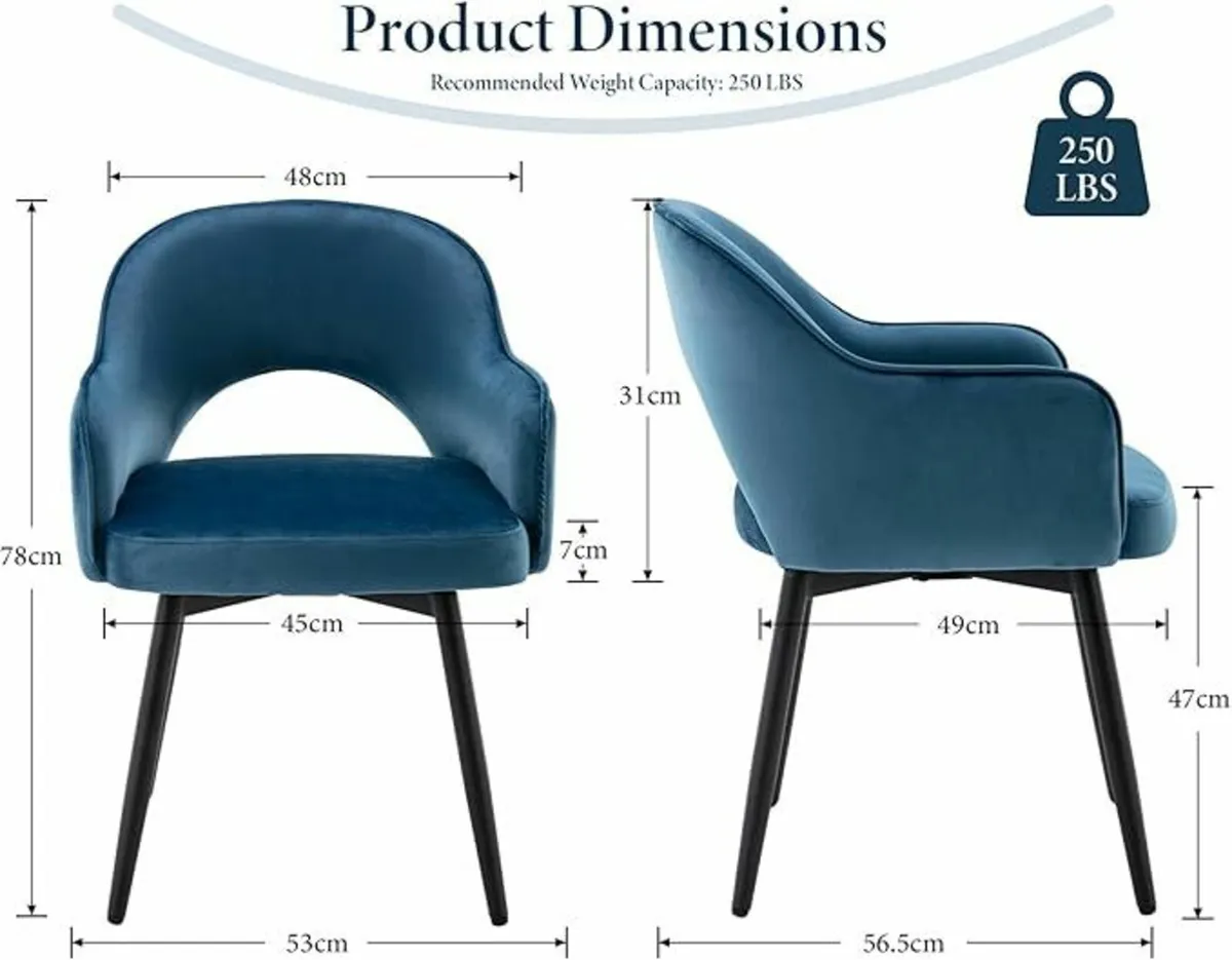Set of 2 Dining Chairs Velvet or PU Leather - Image 3