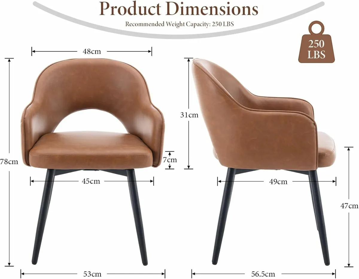 Set of 2 Dining Chairs Velvet or PU Leather - Image 4