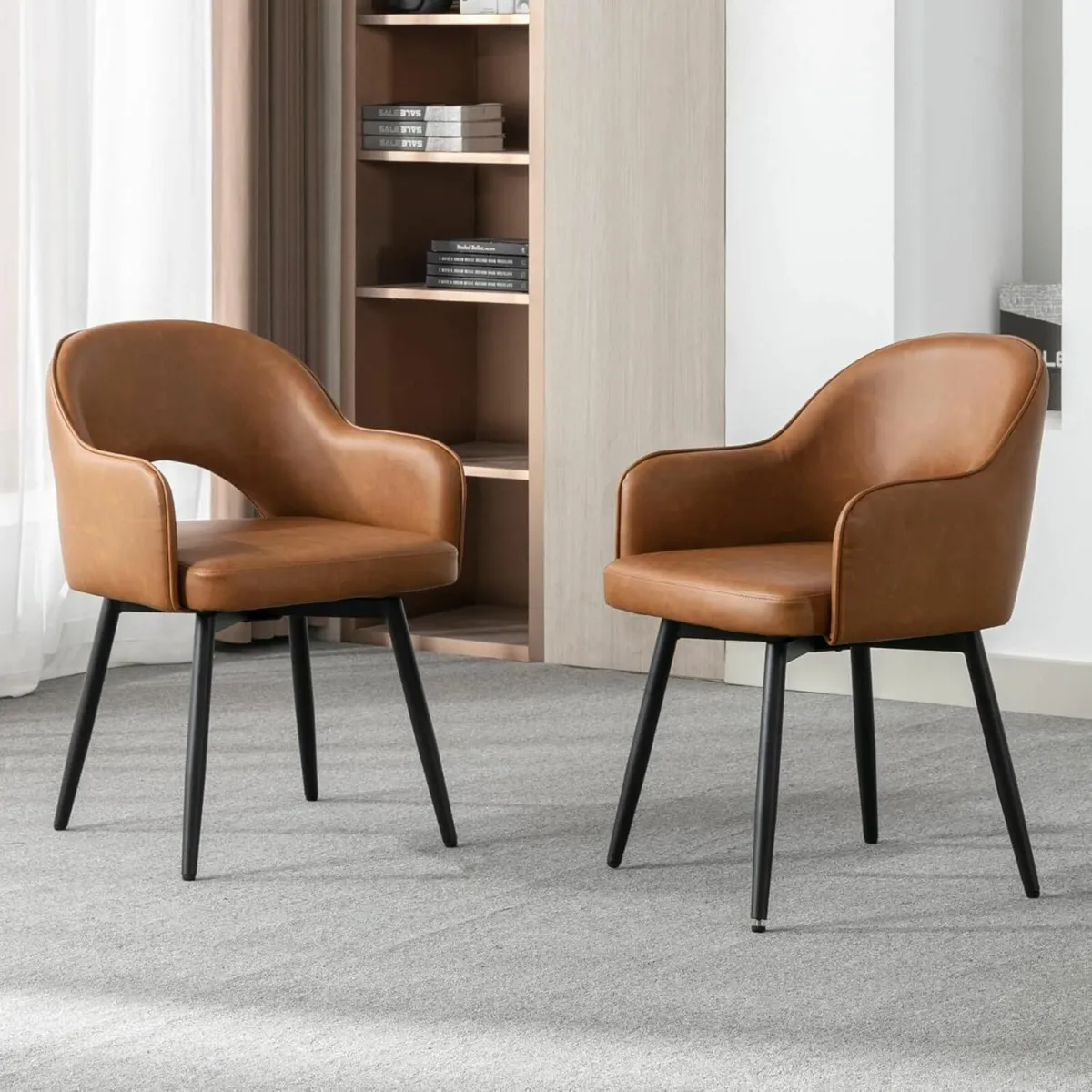 Set of 2 Dining Chairs Velvet or PU Leather - Image 1