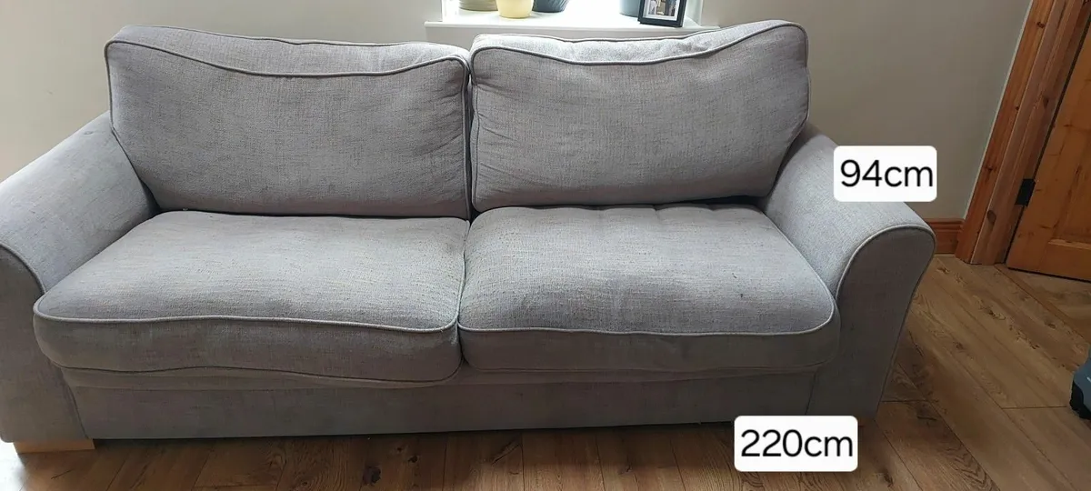 2 x large grey couches - Image 1